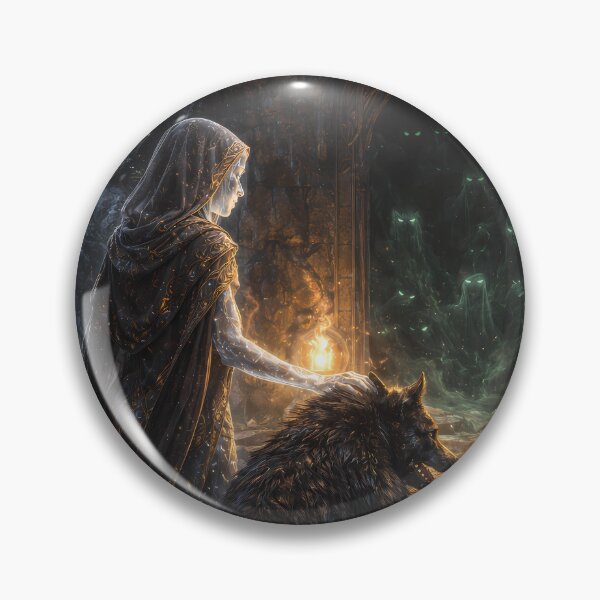 Item preview, Dark Fantasy Sorceress Wolf Cave Spirits Art designed and sold by KnitOfShadoF.
