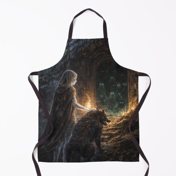 Item preview, Dark Fantasy Sorceress Wolf Cave Spirits Art designed and sold by KnitOfShadoF.