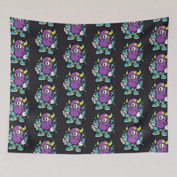 Item preview, Purple Monster cartoon design with vibrant fun color designed and sold by Junasaji.
