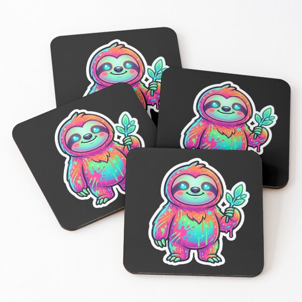 Item preview, Neon Sloth Sticker – Cute Glowing Sloth Pop Art Design designed and sold by PLUSHIWORLDtm.