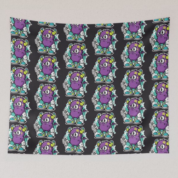 Item preview, Purple Monster cartoon design graffiti style art designed and sold by Junasaji.