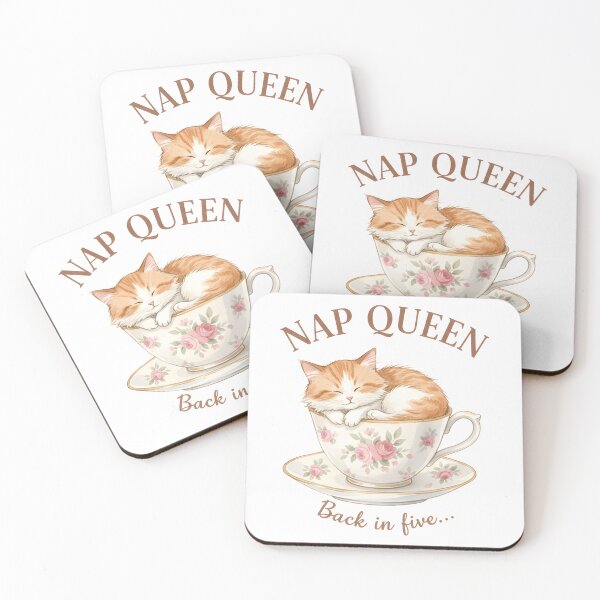 Item preview, Nap Queen Back in Five Cute Sleeping Cat Teacup Design. designed and sold by The-T-In-Retro.