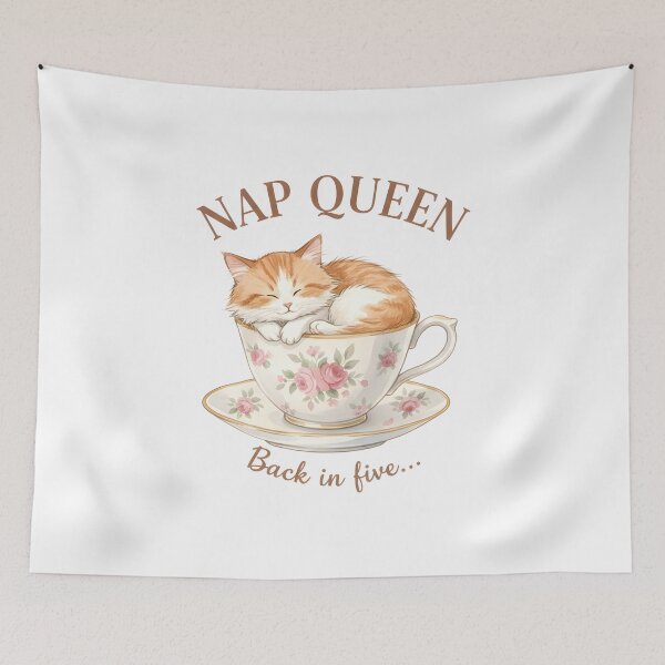 Item preview, Nap Queen Back in Five Cute Sleeping Cat Teacup Design. designed and sold by The-T-In-Retro.