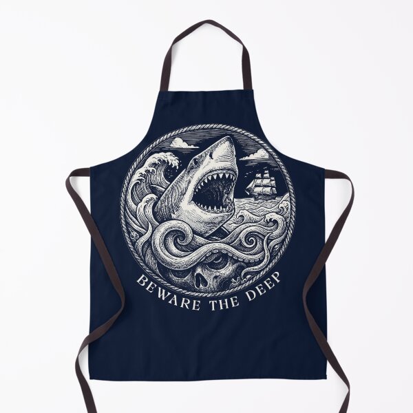 Item preview, Beware The Deep Vintage Nautical Shark Kraken Art designed and sold by AntiqueImages.