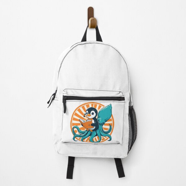 Item preview, Cute Reading Penguin on Giant Squid Classic Vector designed and sold by PixelWaveBD.