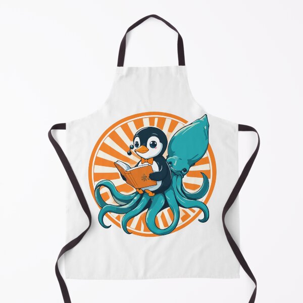 Item preview, Cute Reading Penguin on Giant Squid Classic Vector designed and sold by PixelWaveBD.