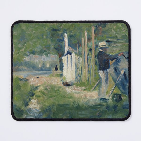Item preview, Man Painting a Boat by Georges Seurat: Neo Impressionist Riverside Poster designed and sold by artofuniverse.