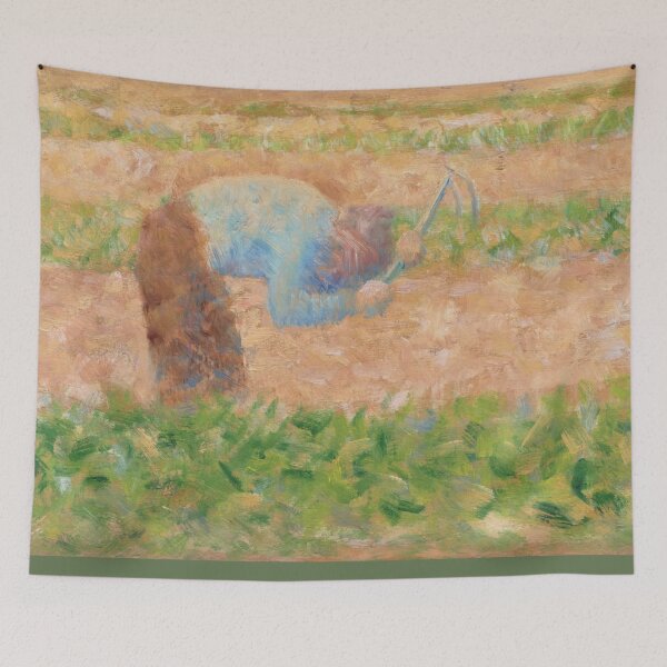 Item preview, Man With a Hoe by Georges Seurat: Neo Impressionist rural landscape poster designed and sold by artofuniverse.