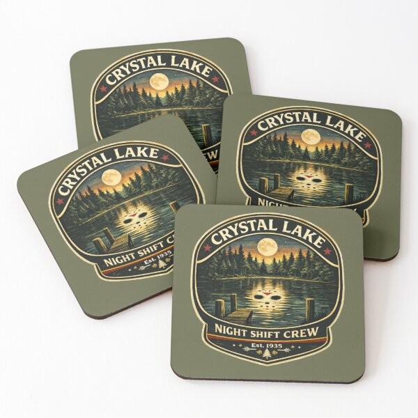 Item preview, Crystal Lake Night Shift Crew Vintage Camp Horror Badge Shirt designed and sold by GhostDawgs.