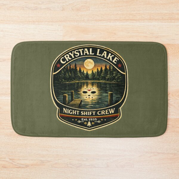 Item preview, Crystal Lake Night Shift Crew Vintage Camp Horror Badge Shirt designed and sold by GhostDawgs.