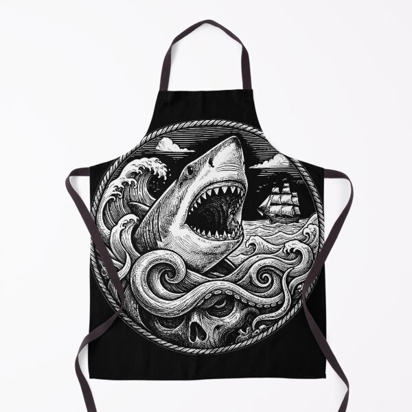 Item preview, Vintage Deep Sea Shark Kraken Skull Nautical Art designed and sold by AntiqueImages.