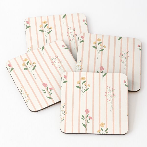 Item preview, Delicate Wildflowers on Vintage Pink Picnic Stripes designed and sold by Seamlessly Buffalo.