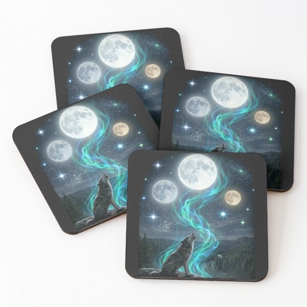 Item preview, Three Moon Wolf Aurora - Mystic Night Sky designed and sold by JVDesignsShop.