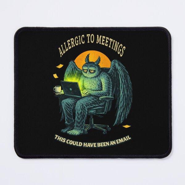 Item preview, Allergic to Meetings Mothman Shirt – Funny Office Meeting Meme Vintage Tee designed and sold by Mythic Ink Studio.