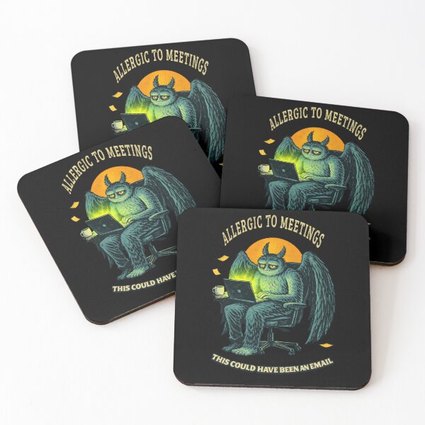 Item preview, Allergic to Meetings Mothman Shirt – Funny Office Meeting Meme Vintage Tee designed and sold by Mythic Ink Studio.