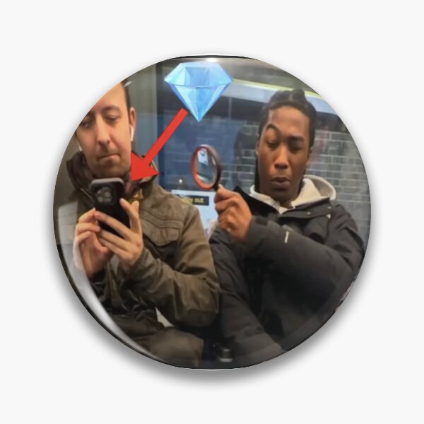 Item preview, MAN LOOKS AT PHONE WITH MAGNIFYING GLASS GEM PRANK SUBWAY MEME designed and sold by Python Designs .