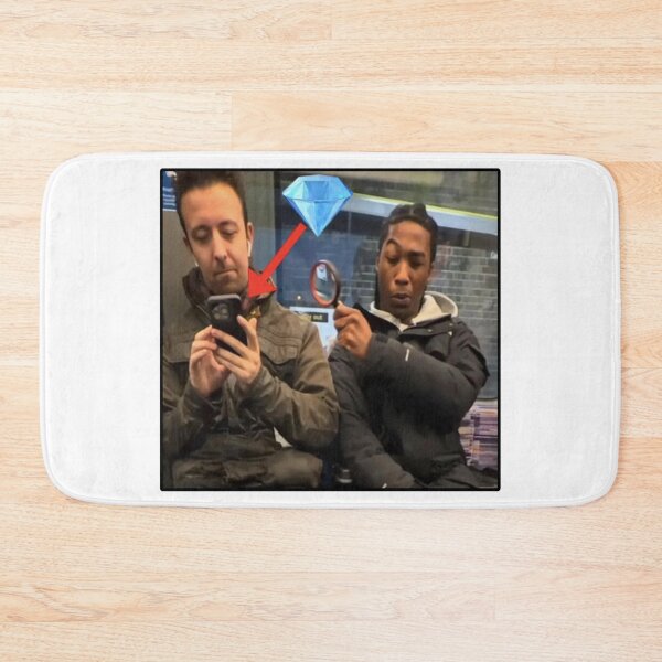 Item preview, MAN LOOKS AT PHONE WITH MAGNIFYING GLASS GEM PRANK SUBWAY MEME designed and sold by Python Designs .