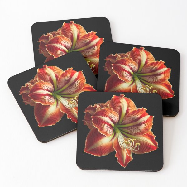 Item preview, Stylish Amaryllis Flower Shapes on Black Mania designed and sold by Shapes-Mania.