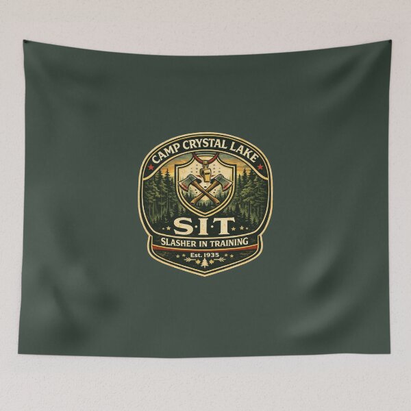 Item preview, Camp Crystal Lake SIT Slasher In Training Vintage Camp Badge Shirt designed and sold by GhostDawgs.