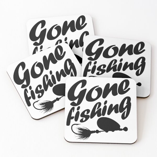 Item preview, "Gone fishing" graphic text illustration with Bass spinner designed and sold by Art-Horizon.