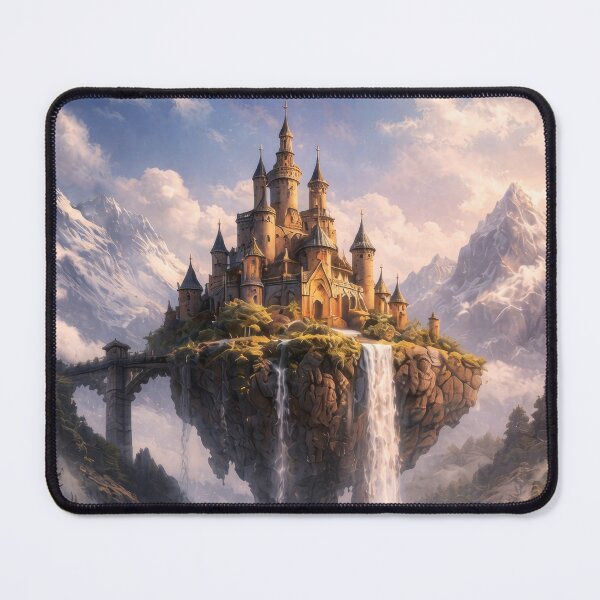 Item preview, Floating Fantasy Castle – Magical Sky Island Kingdom with Waterfalls designed and sold by DrakariArt.