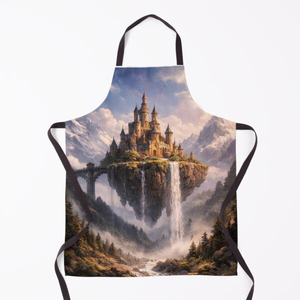 Item preview, Floating Fantasy Castle – Magical Sky Island Kingdom with Waterfalls designed and sold by DrakariArt.