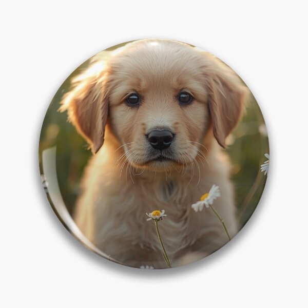 Item preview, Golden Retriever Puppy in Daisy Field designed and sold by SwasTeeK.
