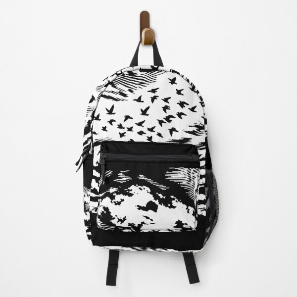 Item preview, Flock of Birds in Distorted Sky – Black and White Woodcut Style designed and sold by DrizzyV.
