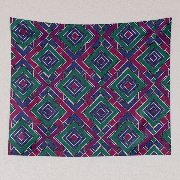 Item preview, Retro Diamond Geometry – Pink Green Deco Pattern designed and sold by Good Vibes .