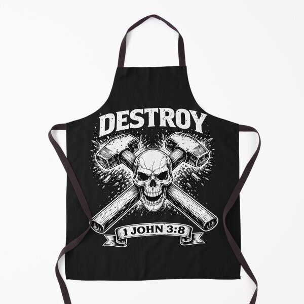 Item preview, Destroy the Works of the Devil — 1 John 3:8 | Christian Warrior Skull Faith Shirt designed and sold by Savage Discipleship.