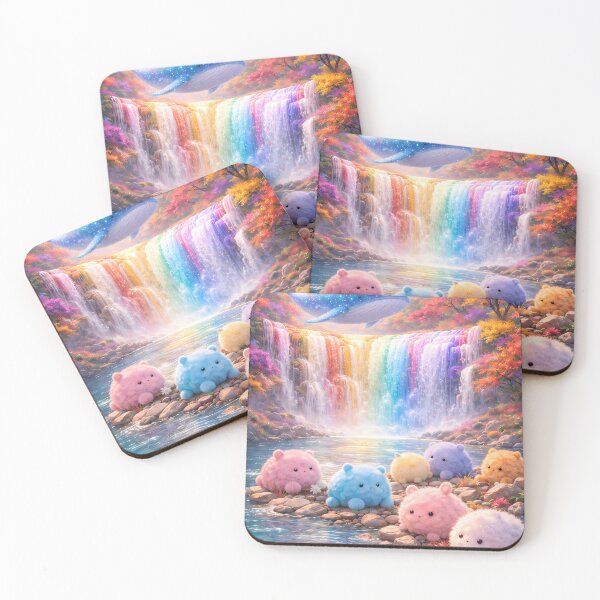 Item preview, Rainbow Waterfall Cute Fantasy Creatures Art designed and sold by KnitOfShadoF.