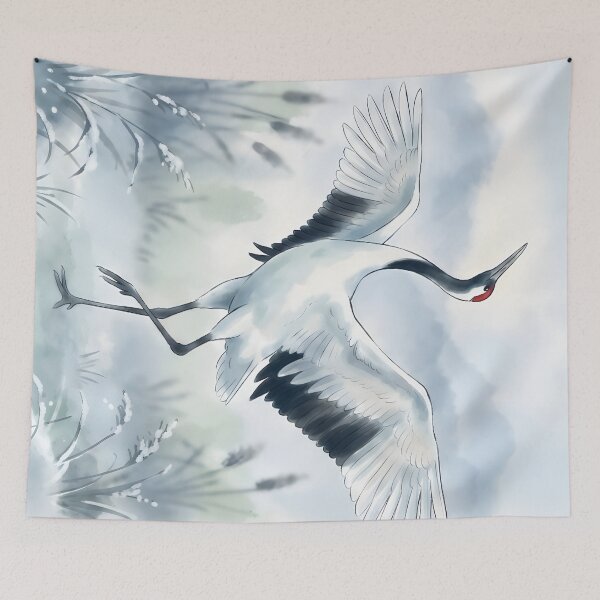 Item preview, Red-crowned Crane - Japanese Bird of Peace Winter designed and sold by RubisLeaf.