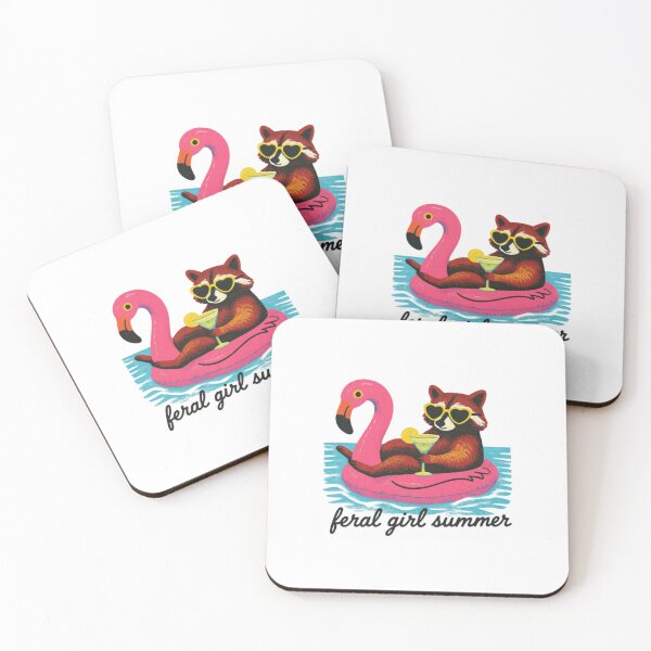 Item preview, Feral Girl Summer | Raccoon on Flamingo Float Retro Graphic designed and sold by HBDStudio.