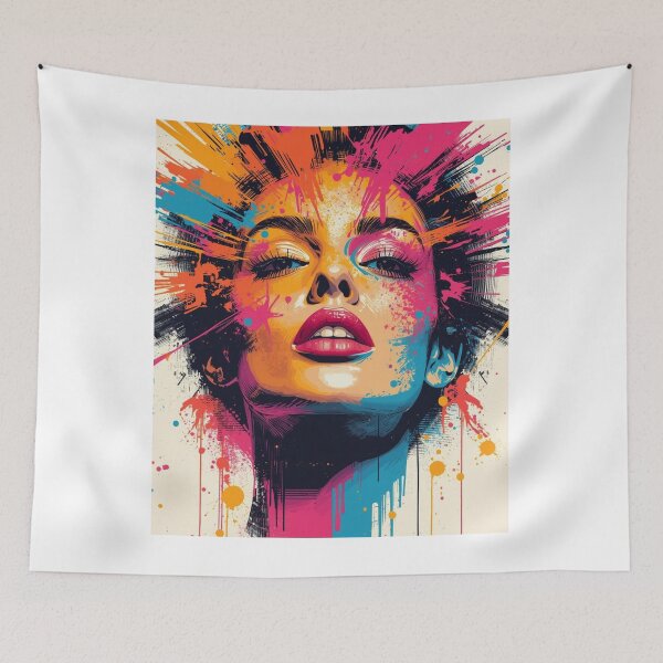 Aperçu de l'œuvre Colorful Abstract Pop Art Female Portrait créée et vendue par FredyDesignHub.