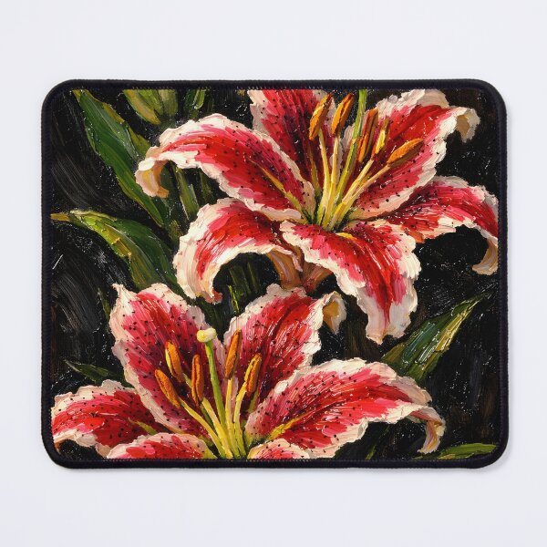 Item preview, Vibrant Crimson Lily Blooms in Oil Paint designed and sold by Hue & hustle .