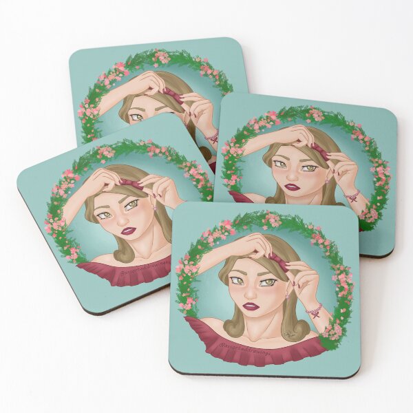 Item preview, Woman fixing her hair ribbon portrait designed and sold by AssortedDrawings.