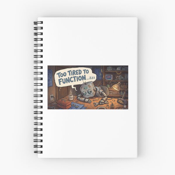 Item preview, A funny and relatable “Too Tired to Function” design featuring an exhausted robot running low on energy. Perfect for those days when you feel completely drained but still have to keep going. designed and sold by Sticker shop 007.
