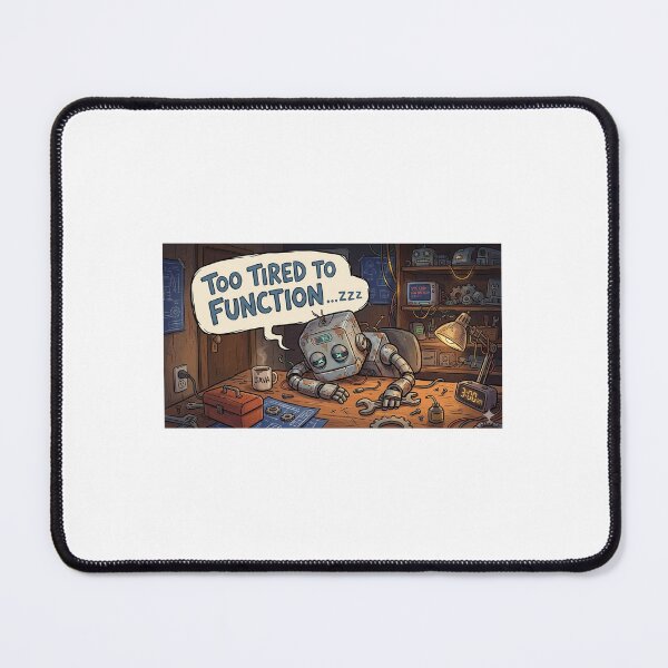 Item preview, A funny and relatable “Too Tired to Function” design featuring an exhausted robot running low on energy. Perfect for those days when you feel completely drained but still have to keep going. designed and sold by Sticker shop 007.