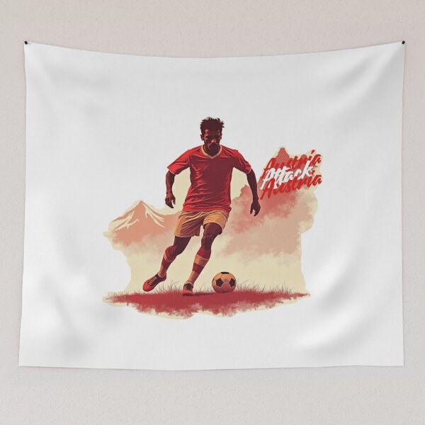 Item preview, Vintage Austria Soccer Player Alpine Attack Illustration designed and sold by PMTaurus.