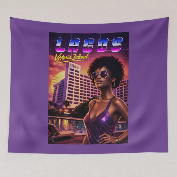 Item preview, Victoria Island Lagos Nigeria | Retro 80s Travel Print designed and sold by MammothArt.