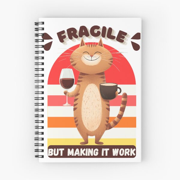 Item preview, Fragile But Making It Work - Humorous - Relatable - Cat Holding Coffee and Wine designed and sold by LAJdesigns.