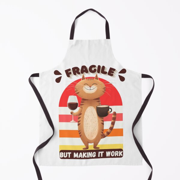 Item preview, Fragile But Making It Work - Humorous - Relatable - Cat Holding Coffee and Wine designed and sold by LAJdesigns.