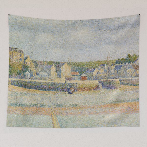 Item preview, Port En Bessin the Outer Harbor Low Tide by Georges Seurat: Coastal Pointillist Poster designed and sold by artofuniverse.