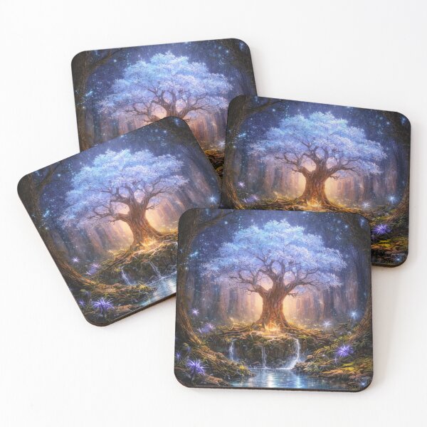 Item preview, Magical Tree of Light – Enchanted Fantasy Forest with Waterfall designed and sold by DrakariArt.