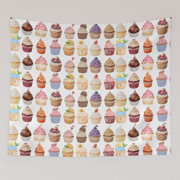 Item preview, Colorful Cupcake Pattern Sweet Dessert Illustration designed and sold by Cutethings3.