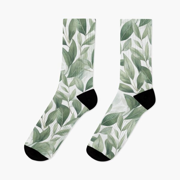 Item preview, Sage green leafy botanicals watercolor leaves painting spring theme shades of green  designed and sold by navitalidesign.