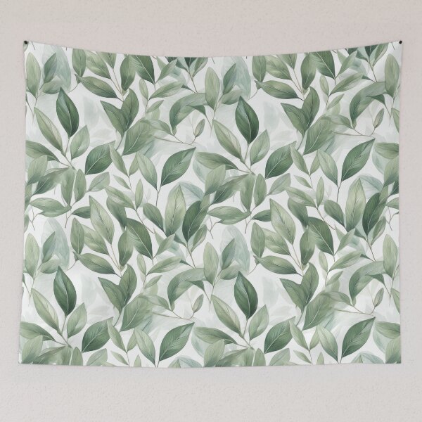 Item preview, Sage green leafy botanicals watercolor leaves painting spring theme shades of green  designed and sold by navitalidesign.