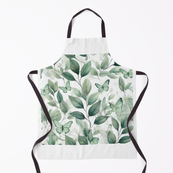 Item preview, Earth day Sage green leafy butterfly botanicals watercolor leaves painting spring theme shades of green designed and sold by navitalidesign.