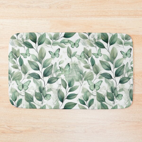 Item preview, Earth day Sage green leafy butterfly botanicals watercolor leaves painting spring theme shades of green  designed and sold by navitalidesign.