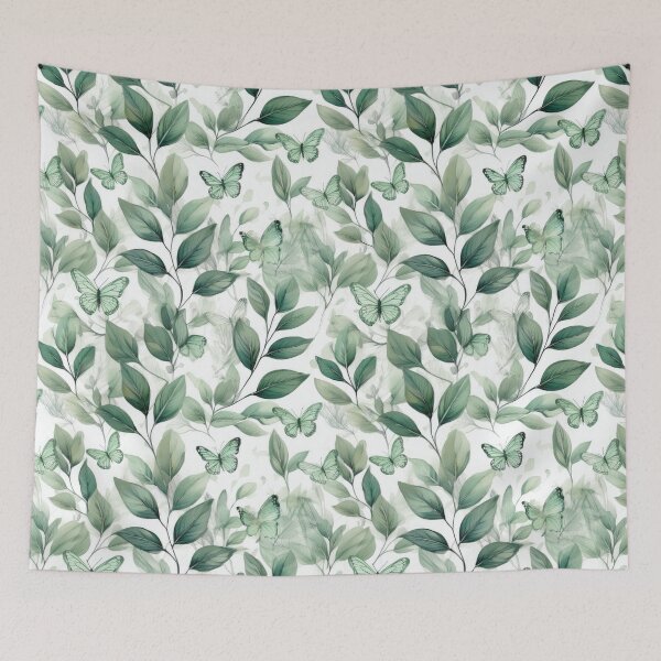 Item preview, Earth day Sage green leafy butterfly botanicals watercolor leaves painting spring theme shades of green  designed and sold by navitalidesign.